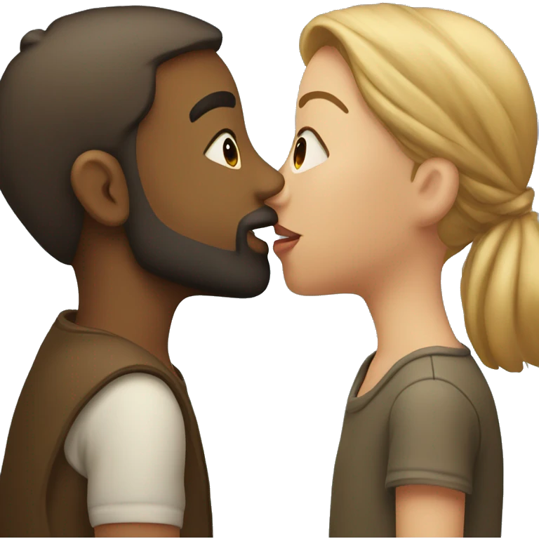 Girl kiss a boy with beard  emoji