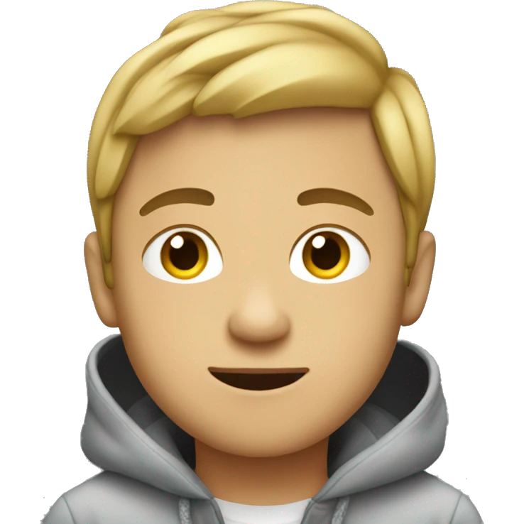 boy in hoodie inside car with bob hair cut emoji