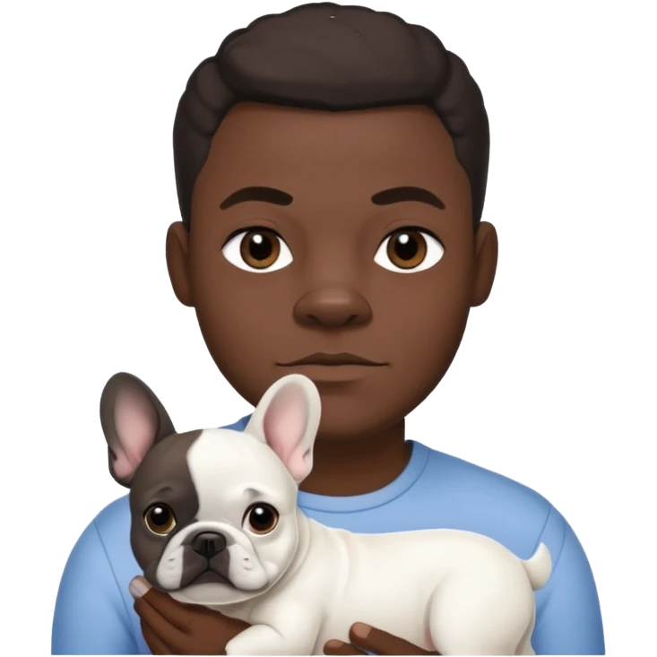 hombre médico de color de tez negro con bulldog francés blancos emoji