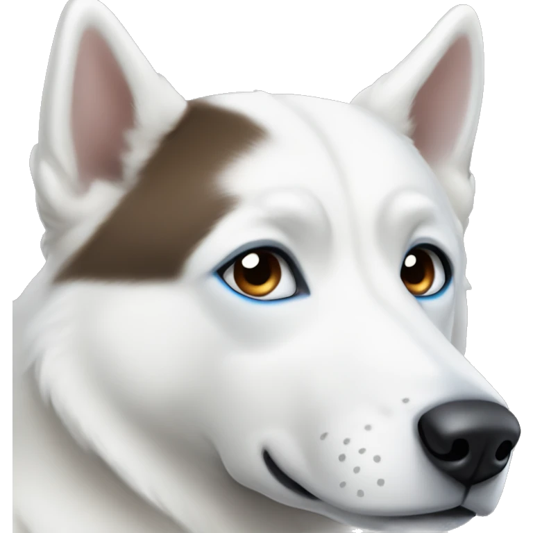 white husky with one blue eye and one brown eye emoji