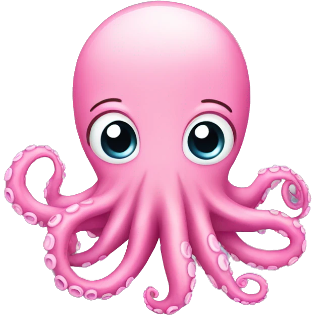 Pink octopus with cute face emoji