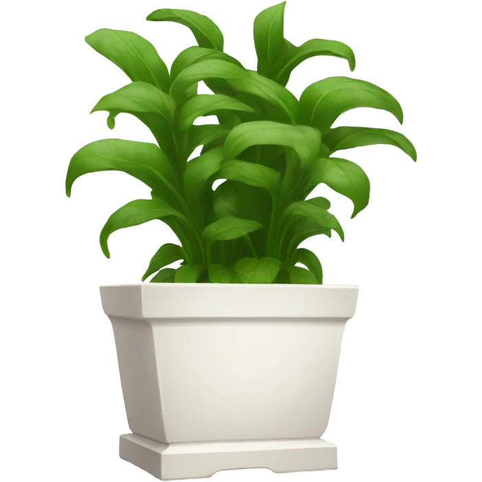 Very Long white rectangular flower pot with green plants only emoji