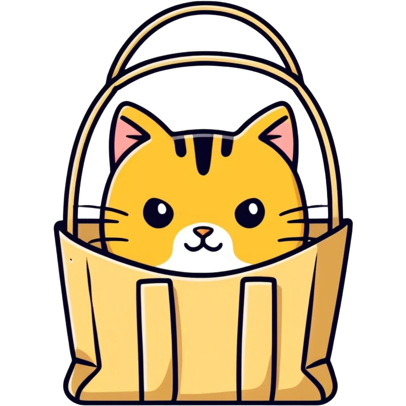 Golden cat in a bag emoji