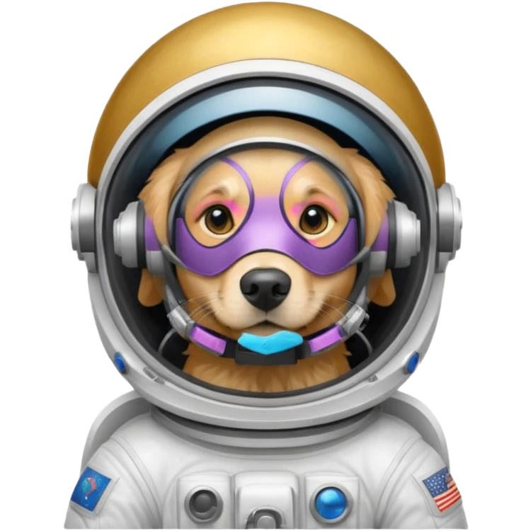 Golden retriever with astronaut helmet emoji