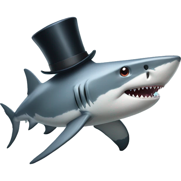 Shark with a top hat emoji