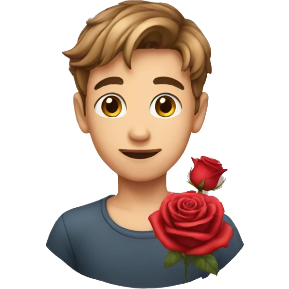 A boy with rose emoji