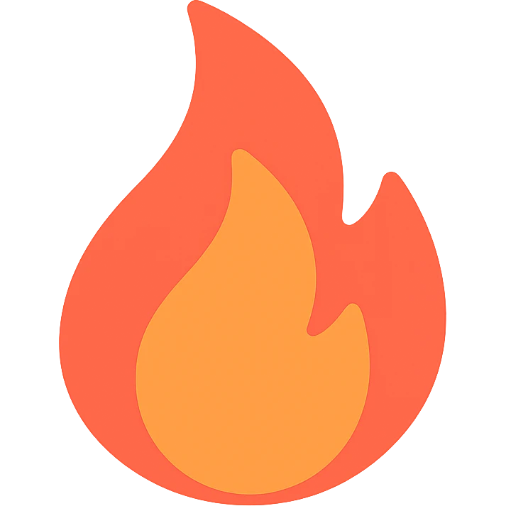 colorful icon of a flame with red and orange gradients emoji