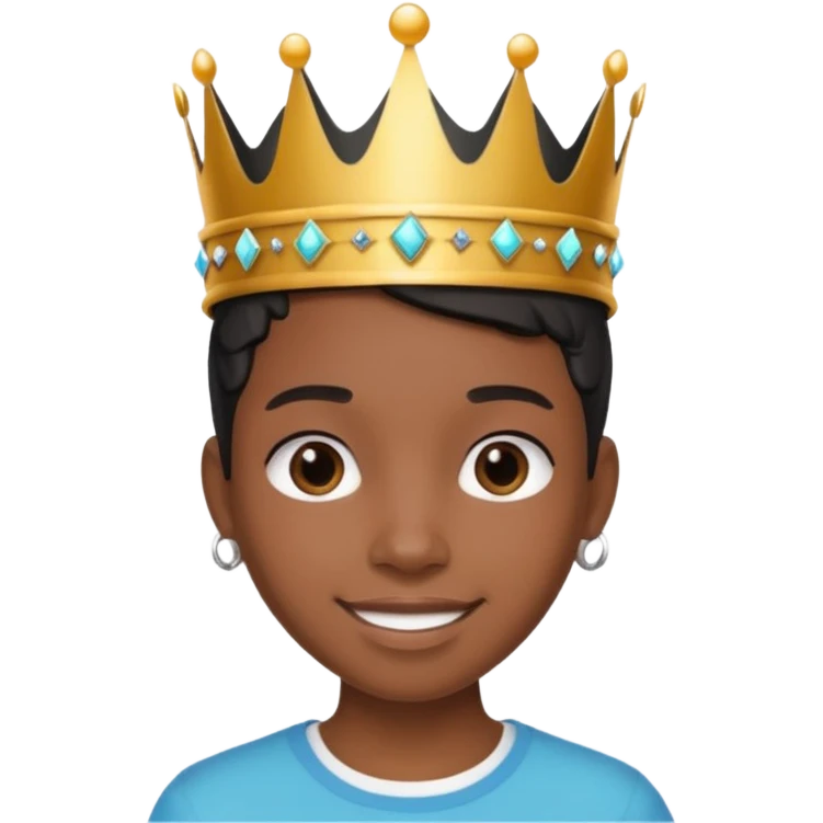 A stylish black teen wearing a hand-crafted crown for fun. emoji