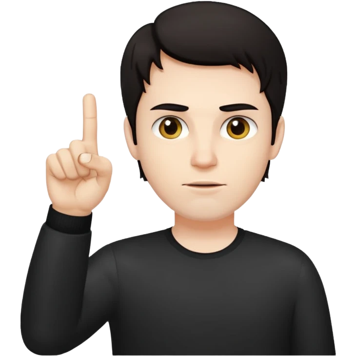 White man darl hair and neutral expression with middle finger emoji