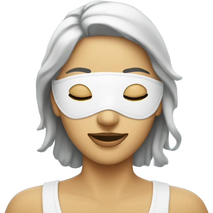 Woman with a sleeping mask smiles  emoji