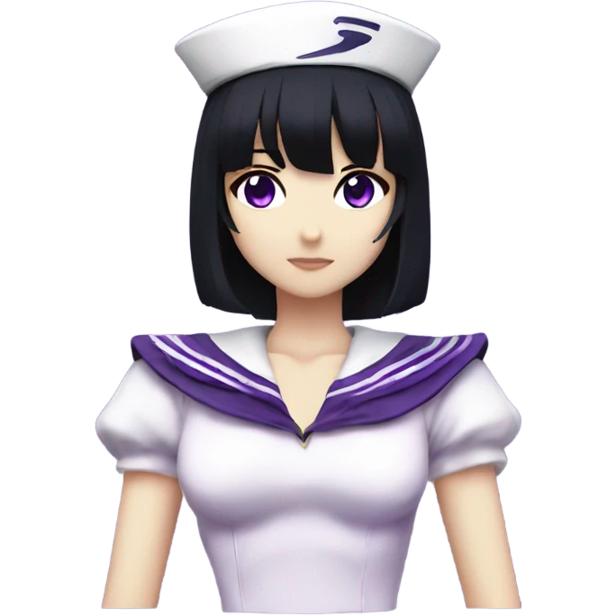 Sailor Saturn, black bob hair, purple eyes, anime charact emoji