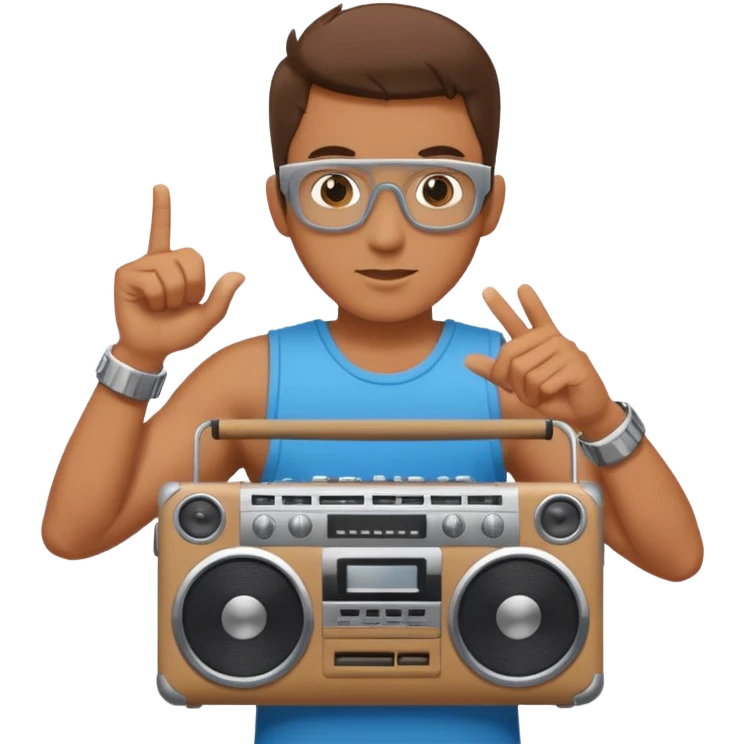 Man holding a boombox emoji