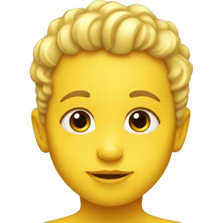 baby face, yellow skin, single curl. emoji
