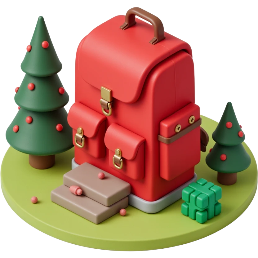 red hiking backpack emoji