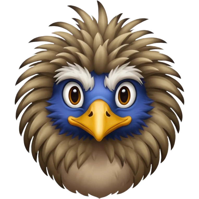 emu emoji, apple style, fluffy plumage, curious look, neutral background emoji