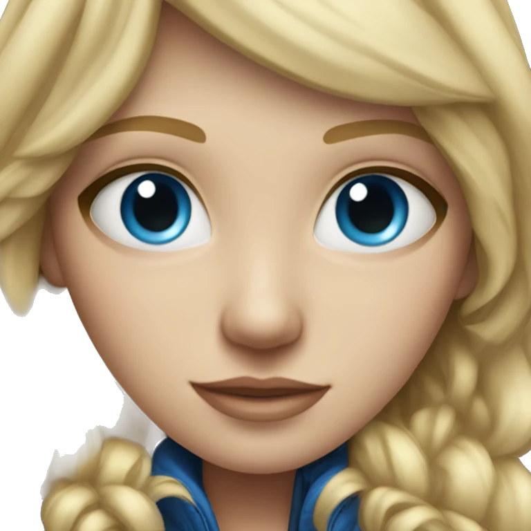 blonde girl in realistic jacket with blue eyes emoji