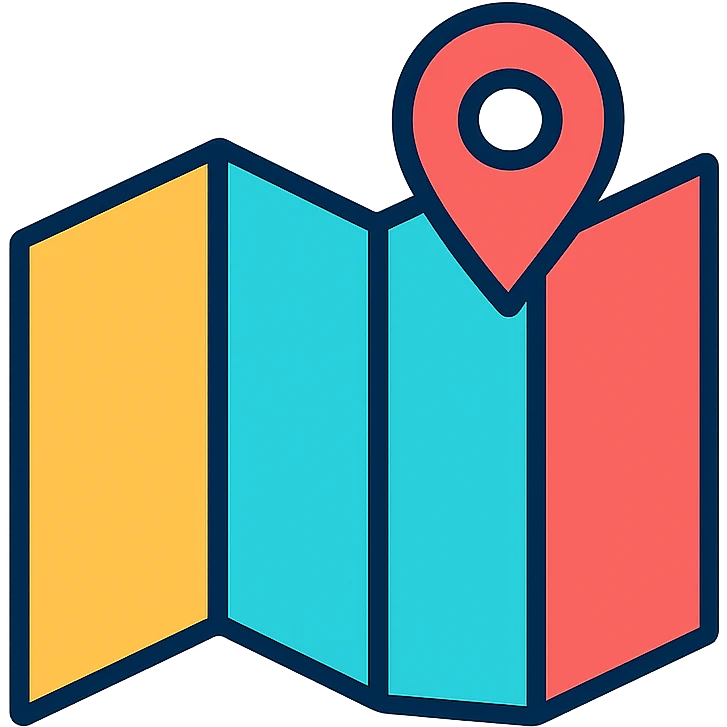 map icon, modern, simple, clear, color outline style emoji