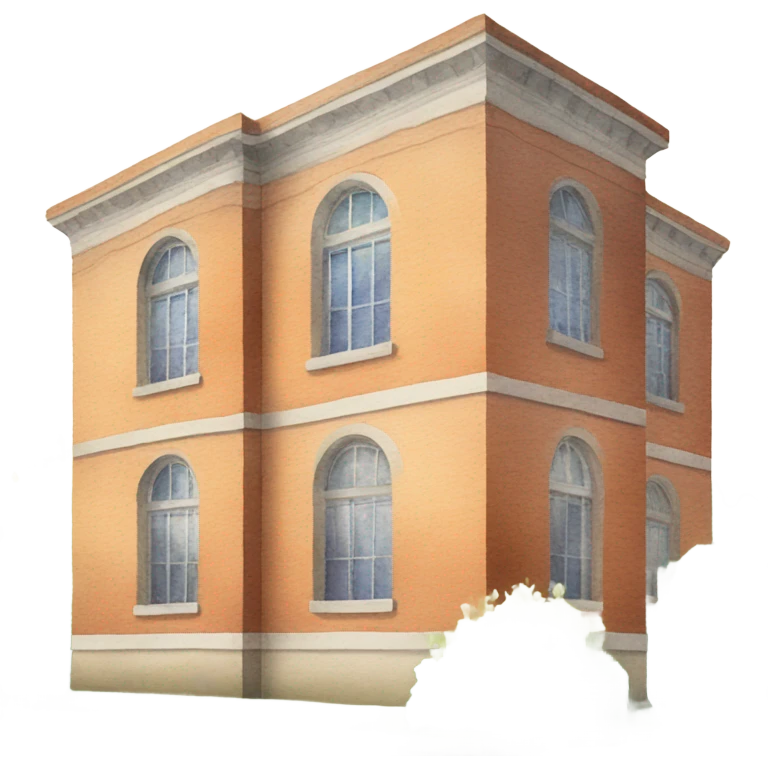 Watercolor paint school building emoji