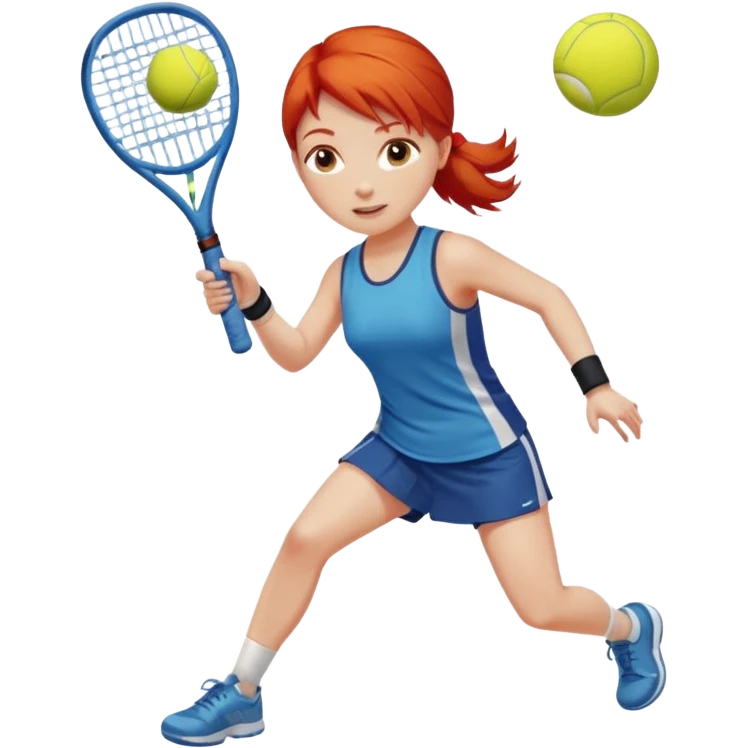 Chica pelirroja bajo el sol jugando padel  emoji