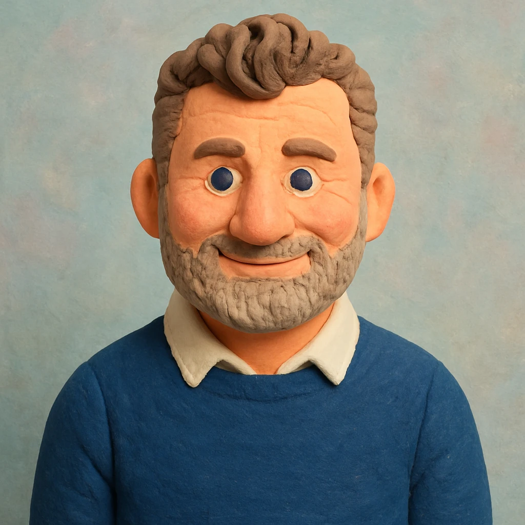Create a more colorful claymation-style portrait emoji based on this person, vibrant pastel tones, friendly expression, visible clay texture, head and shoulders only. emoji