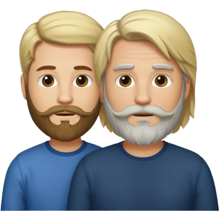 Man with a beard and long hair gathered with another short-haired blond man emoji