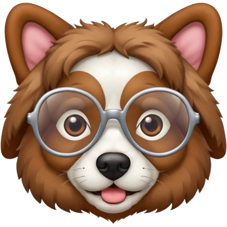 dog wearing grany emoji