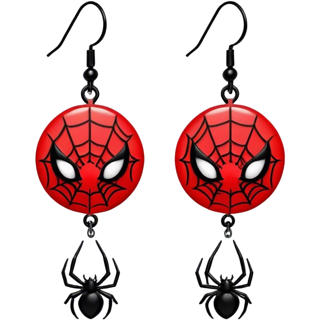 red earrings with black Sp emoji