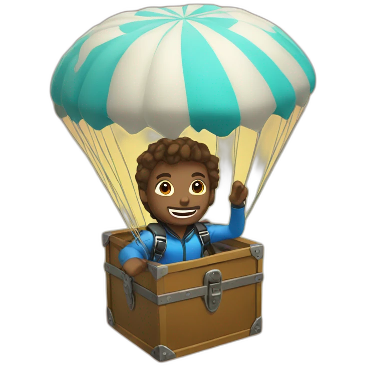 Treasure box with skydiving emoji