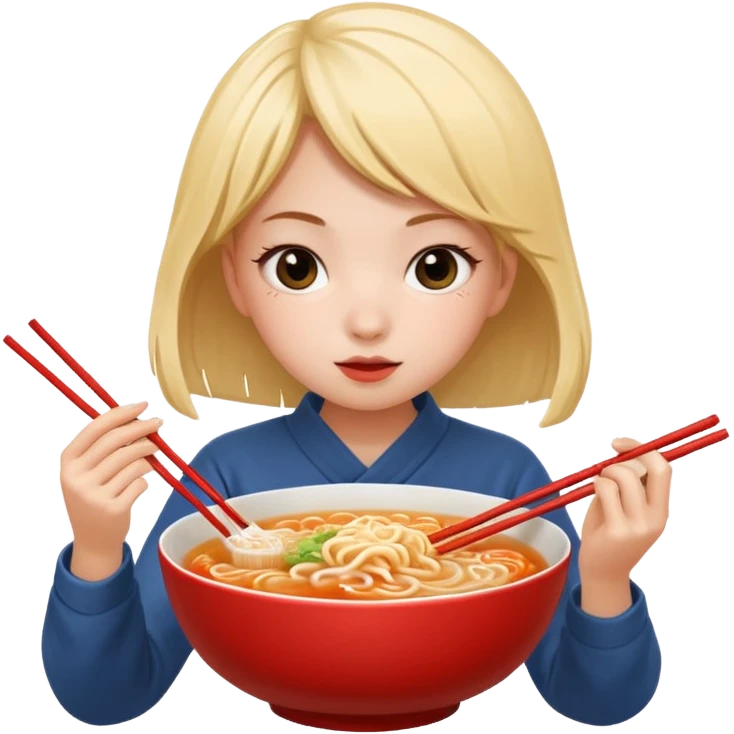 Girl eating ramen emoji