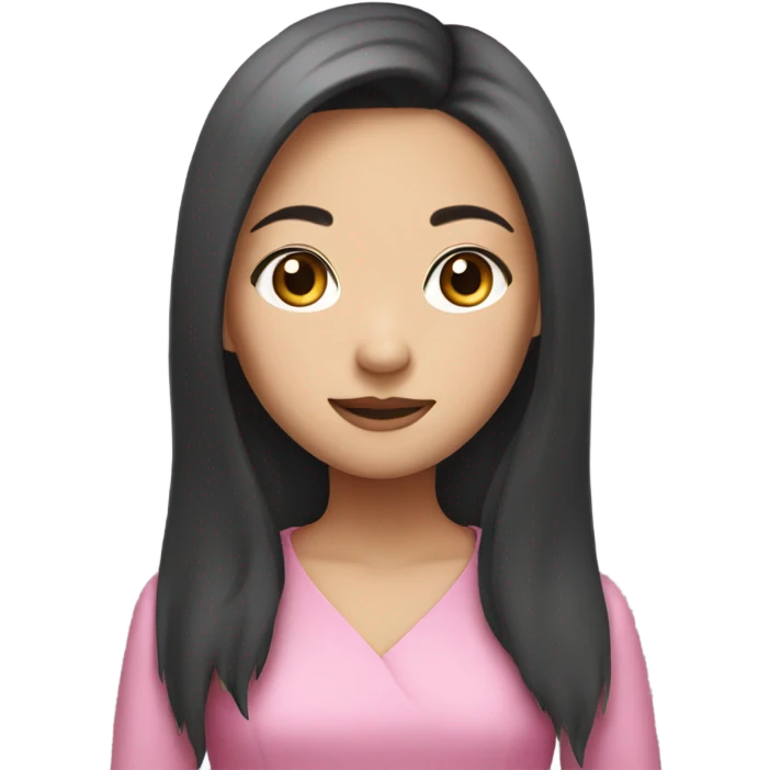 Asian girl with long hair wearing a pink dress emoji
