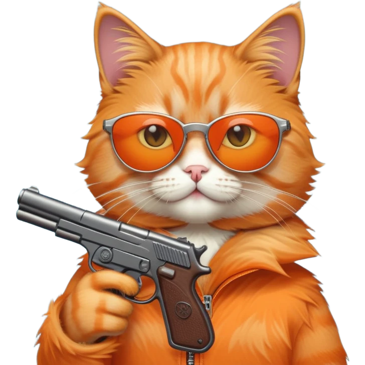 Cat wearing sunglasses and holding gun  emoji