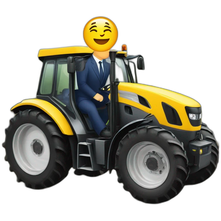 Macron à côté d’un tracteur  emoji