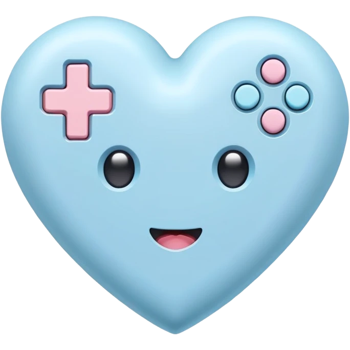 Heart pastel Blue Gaming elements kawaii  emoji