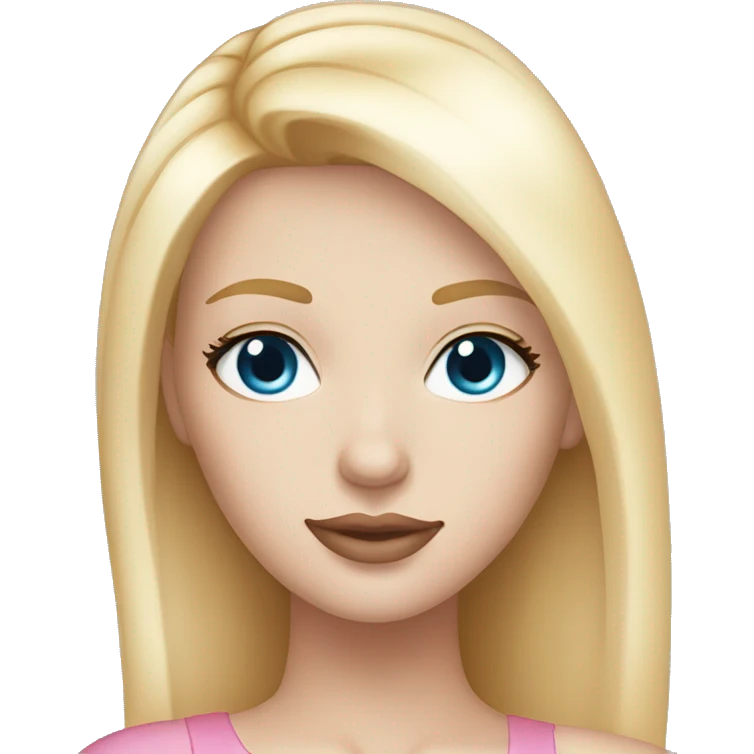 Pretty blonde girl with blue eyes light pink lips and very blonde straight hair emoji