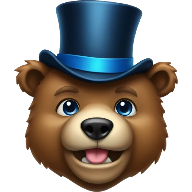 Bear with blue eyes, top hat, and bowtie emoji