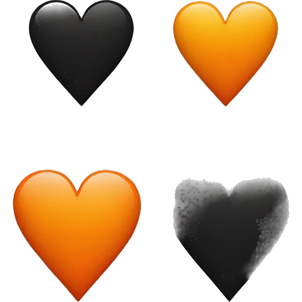 Half black and half orange heart emoji
