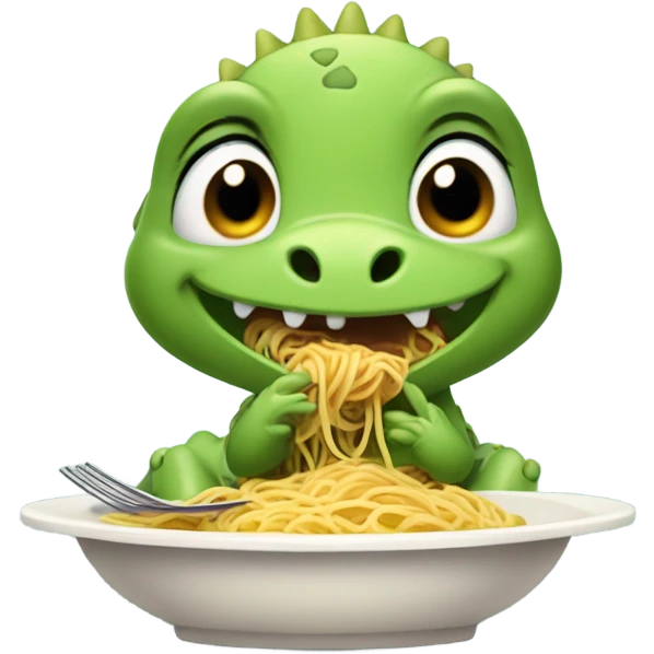 baby dino eating spaghetti emoji