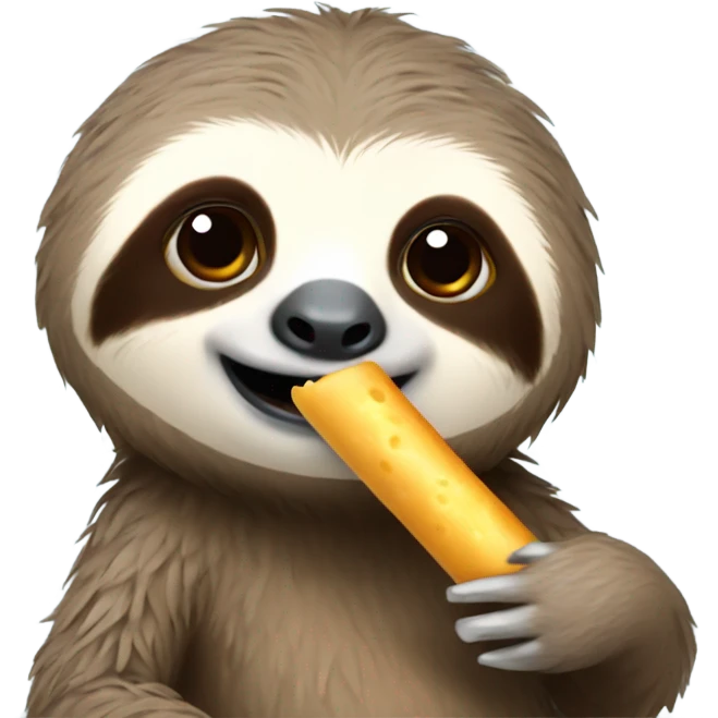 Baby sloth eating a cheese stick emoji