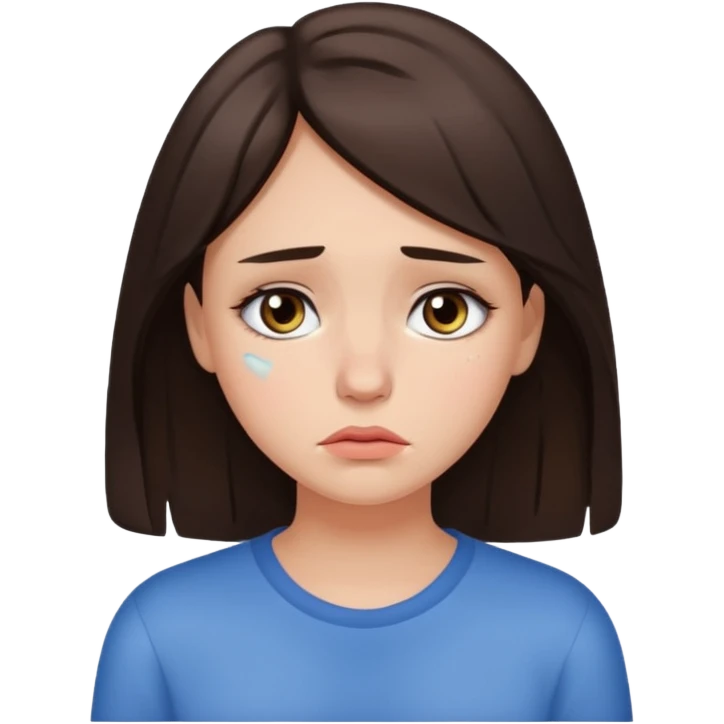Pretty brunnete girl sad emoji