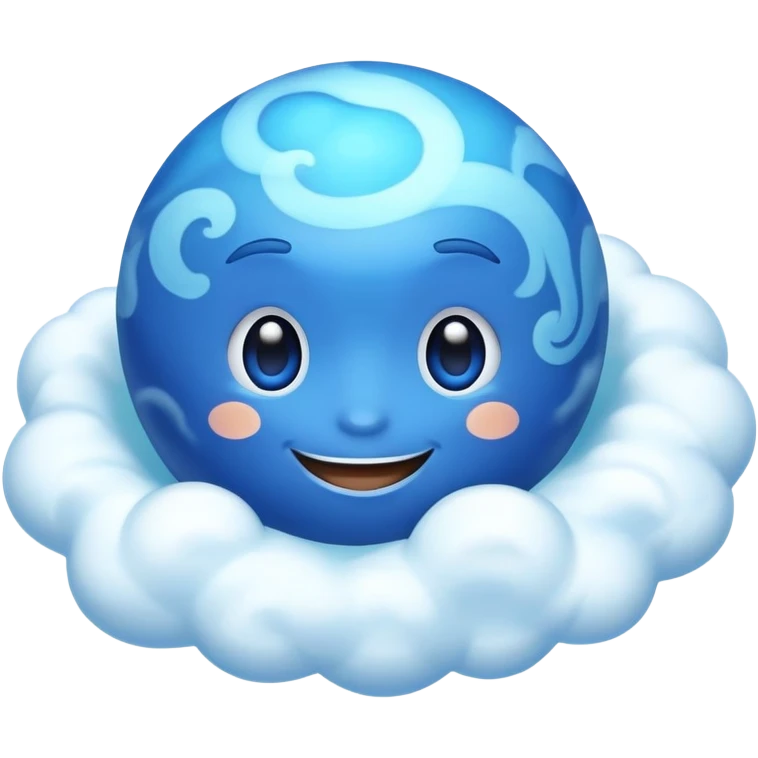 Neptune planet with blue surface and a cute smiling face emoji