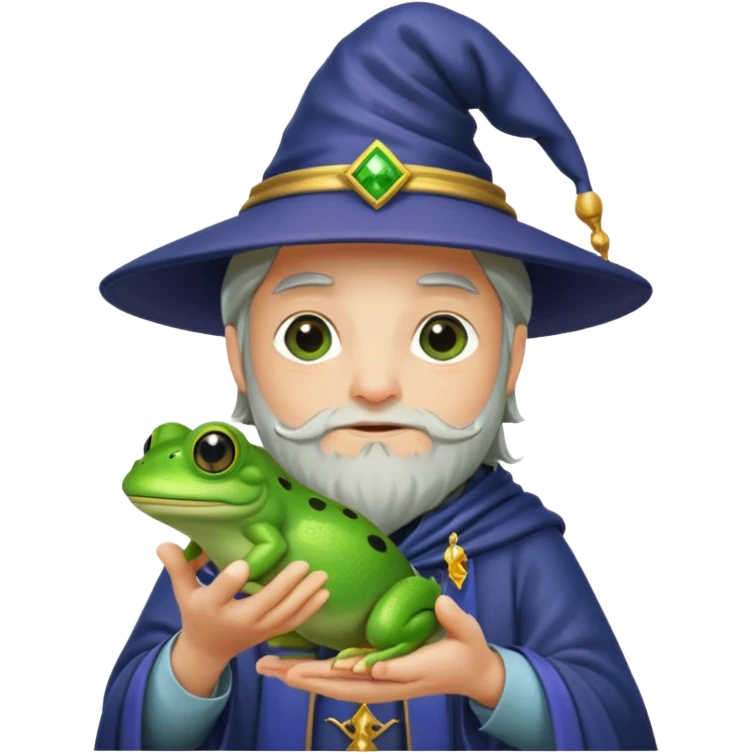 Wizard holding a frog emoji
