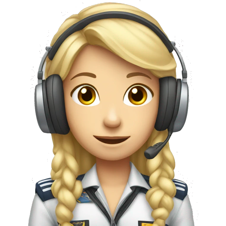 Blonde Pilot girl with long hair and headset with microphone emoji