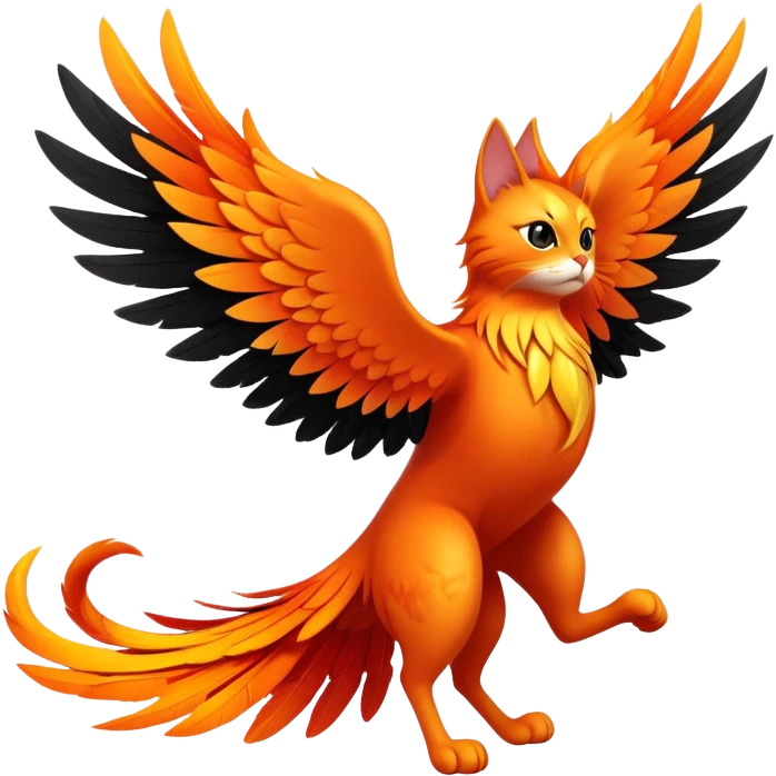 Cat riding a phoenix emoji