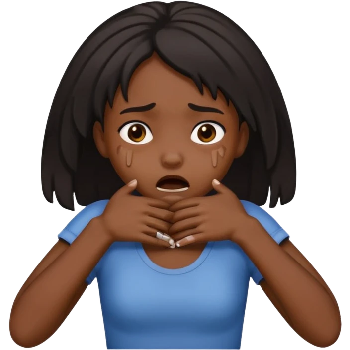Black girl choking herself with her hands emoji