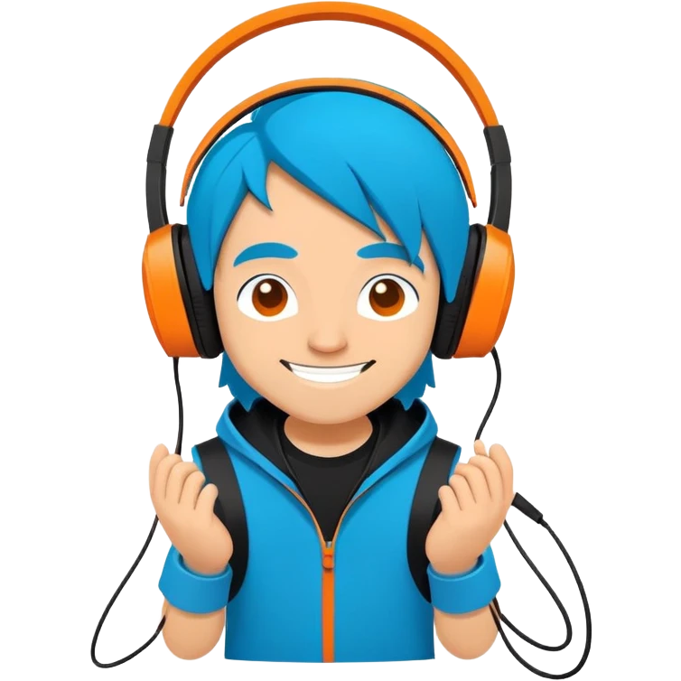 Sprunki character from Incredibox, cute cartoon mascot with headphones emoji