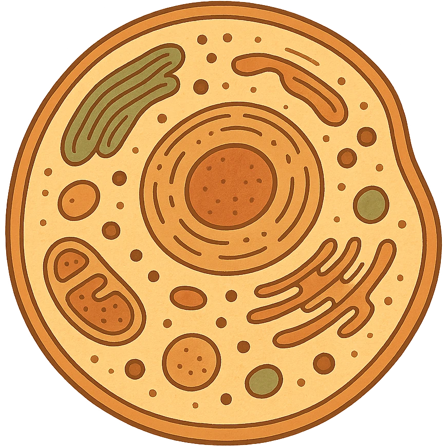 Anatomical illustration of a human cell. Smooth 3D style, soft shading, clean and simple design.
 emoji