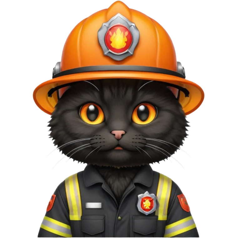 black cat in firefighter suit emoji