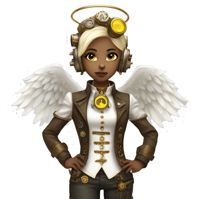 Yellow and white steampunk angel emoji