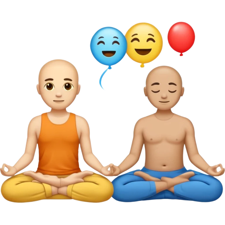  split circle: one half shows a party emoji 🎉 (pleasure), the other a person meditating 🧘 (meaning)—flat vector style, labeled “Type 1” and “Type 2.” emoji