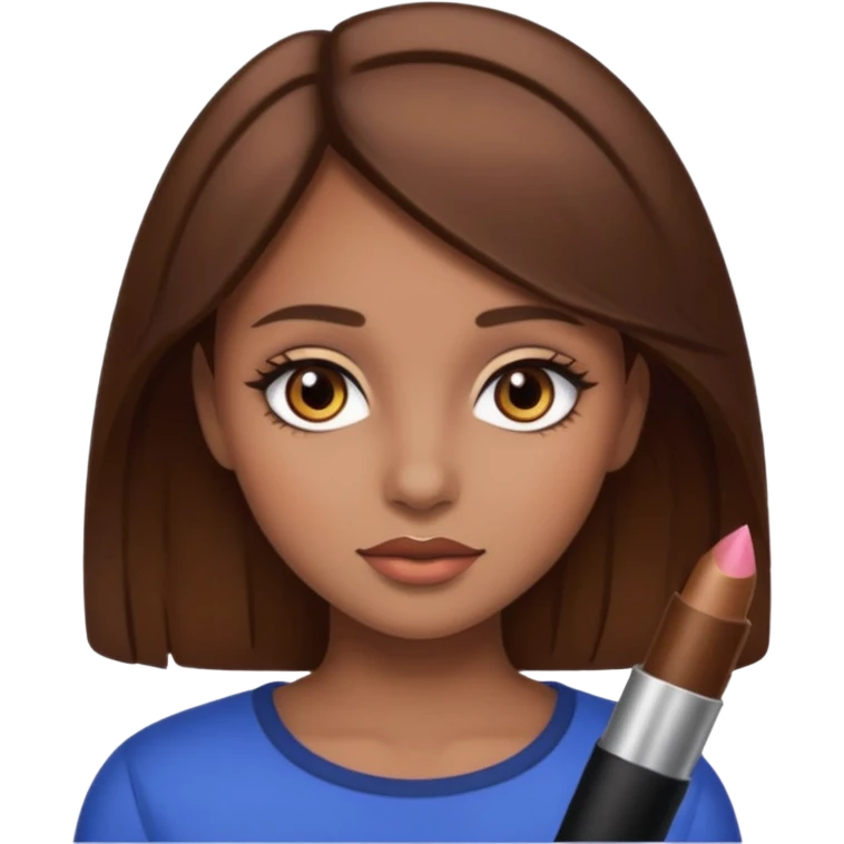 Girl, brown hair,, brown eyes, and make-up  emoji